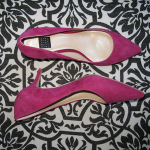 WHBM Phoebe Red Plum Suede Kitten Heel Pumps NEW